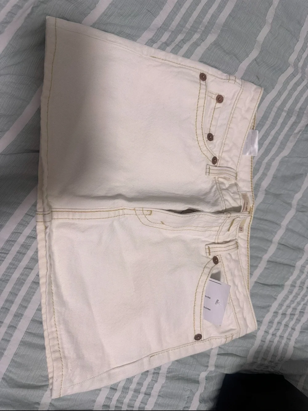 NWT Levi’s Premium XS Micro Mini Skirt White Cream Y2K Utility Contrast Stitch